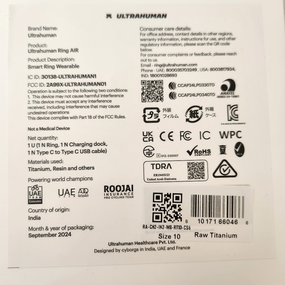 Ultrahuman Titanium Fitness Smart Ring Size 10 (Brand New!) - Picture 3 of 3